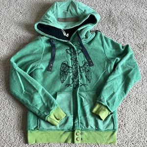 Free People We the Free Green Crest Hoodie RARE